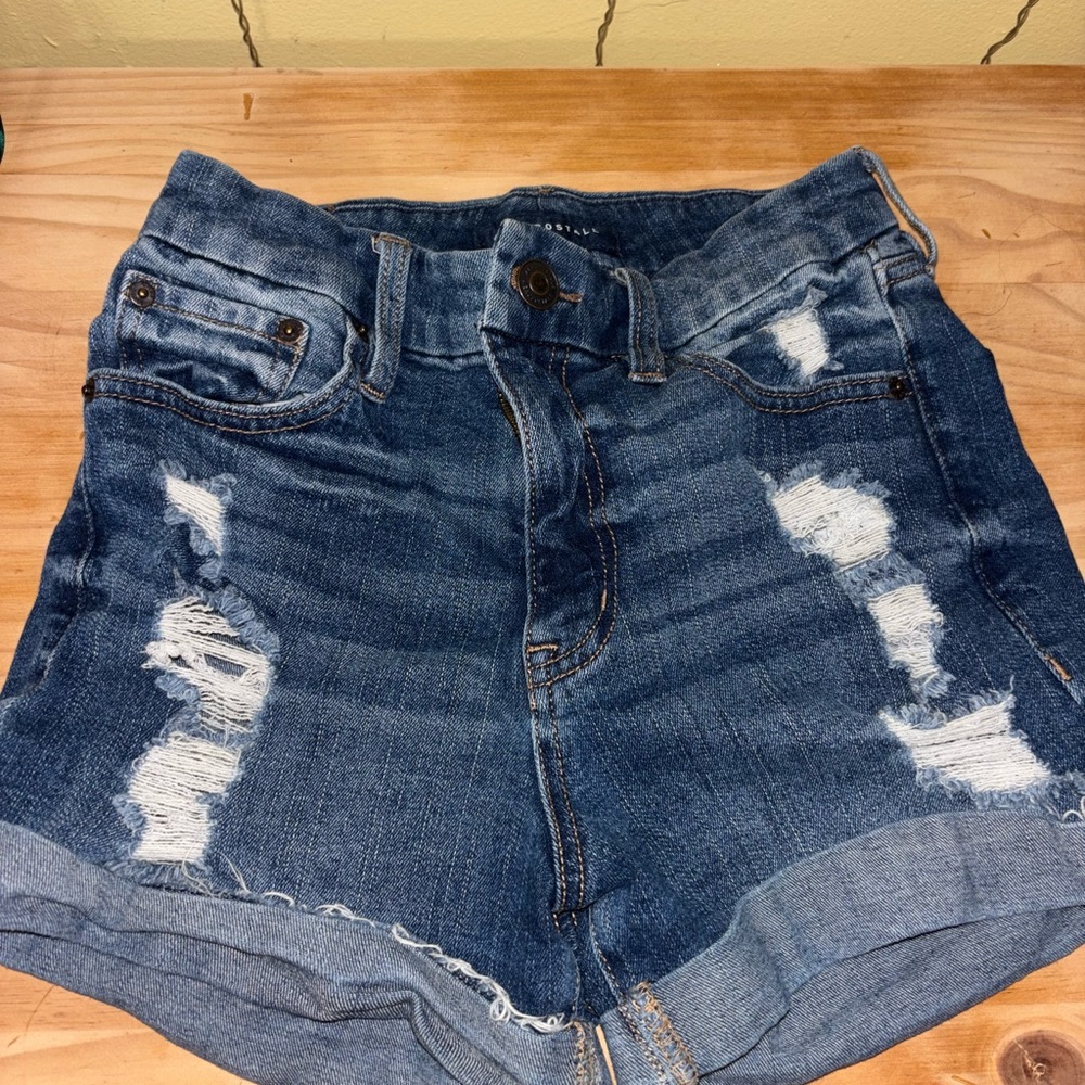 Aeropostale Blue Distressed Jean Shorts